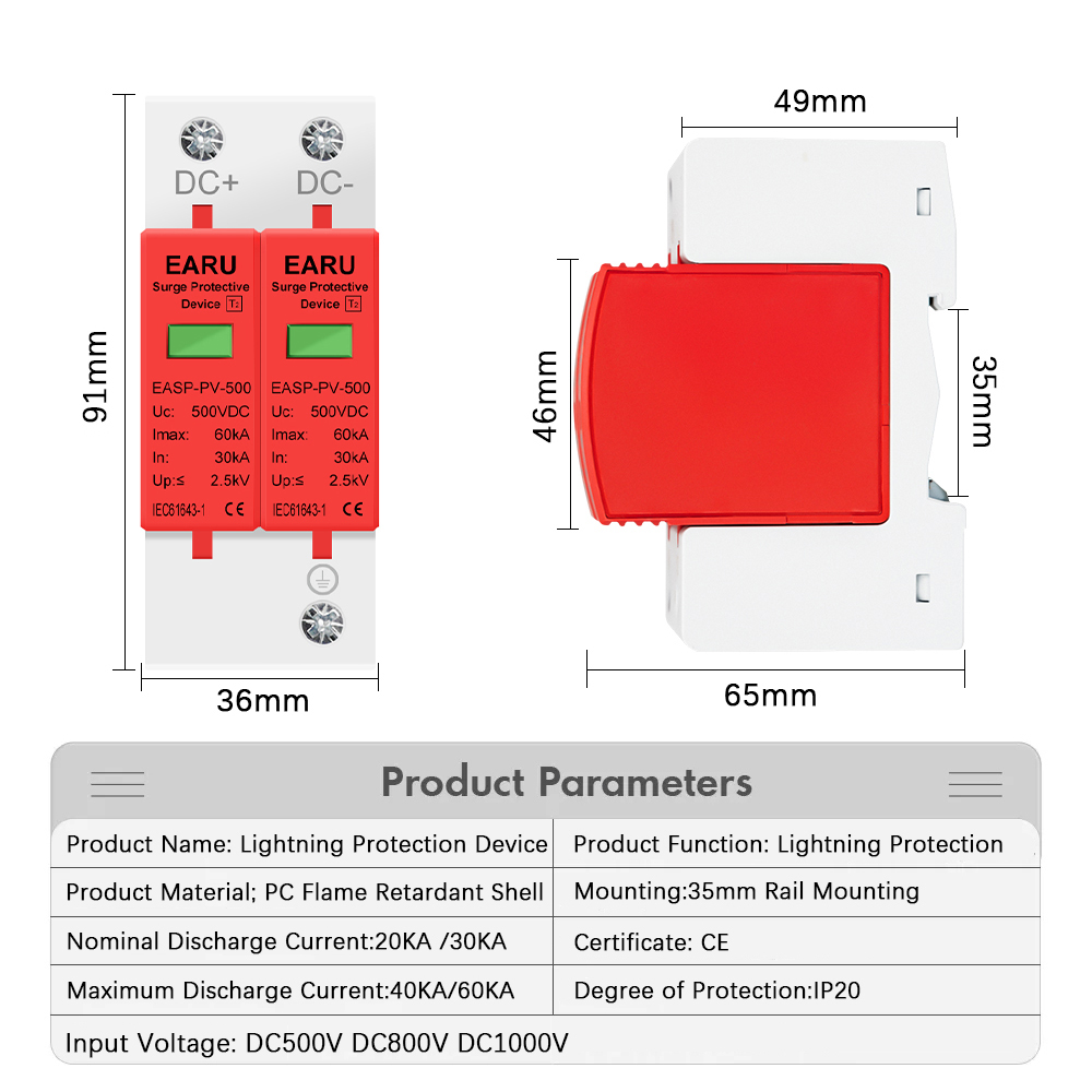 EARU 2P DC SPD Überspannungssc – Ac Surge Protector Bewertung und Preis