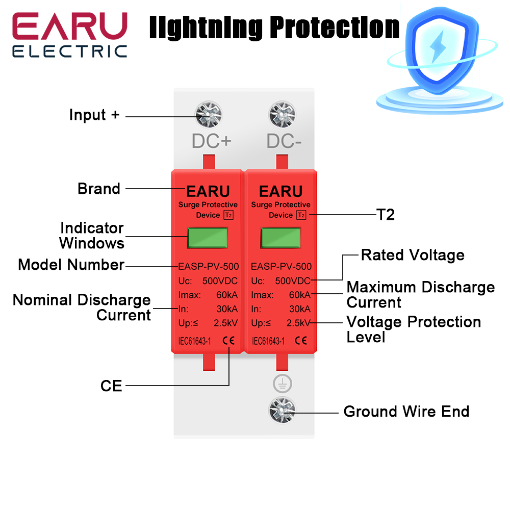 EARU 2P DC SPD Überspannungssc – Ac Surge Protector Bewertung und Preis